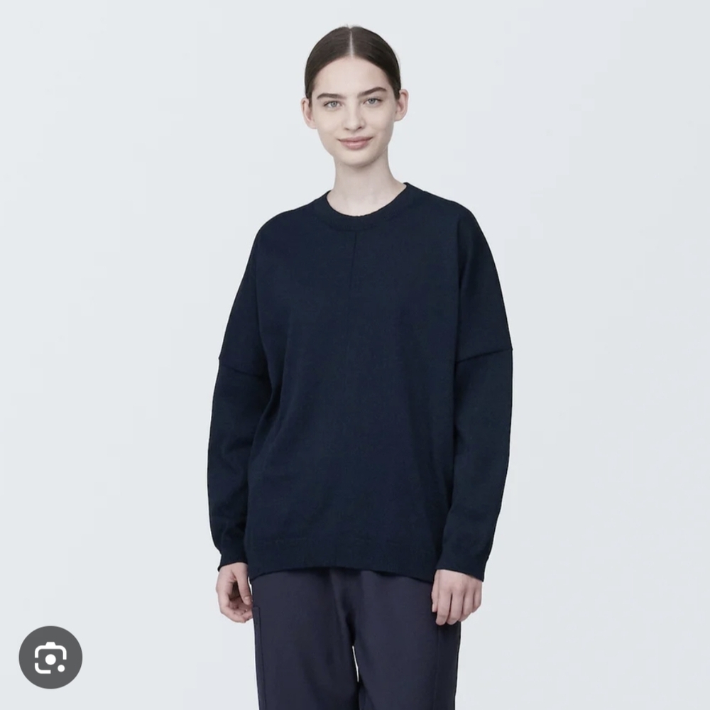 Muji Sweatshirt Women M L Navy Minimalist Comfy Cleanfit Oversized Pullover